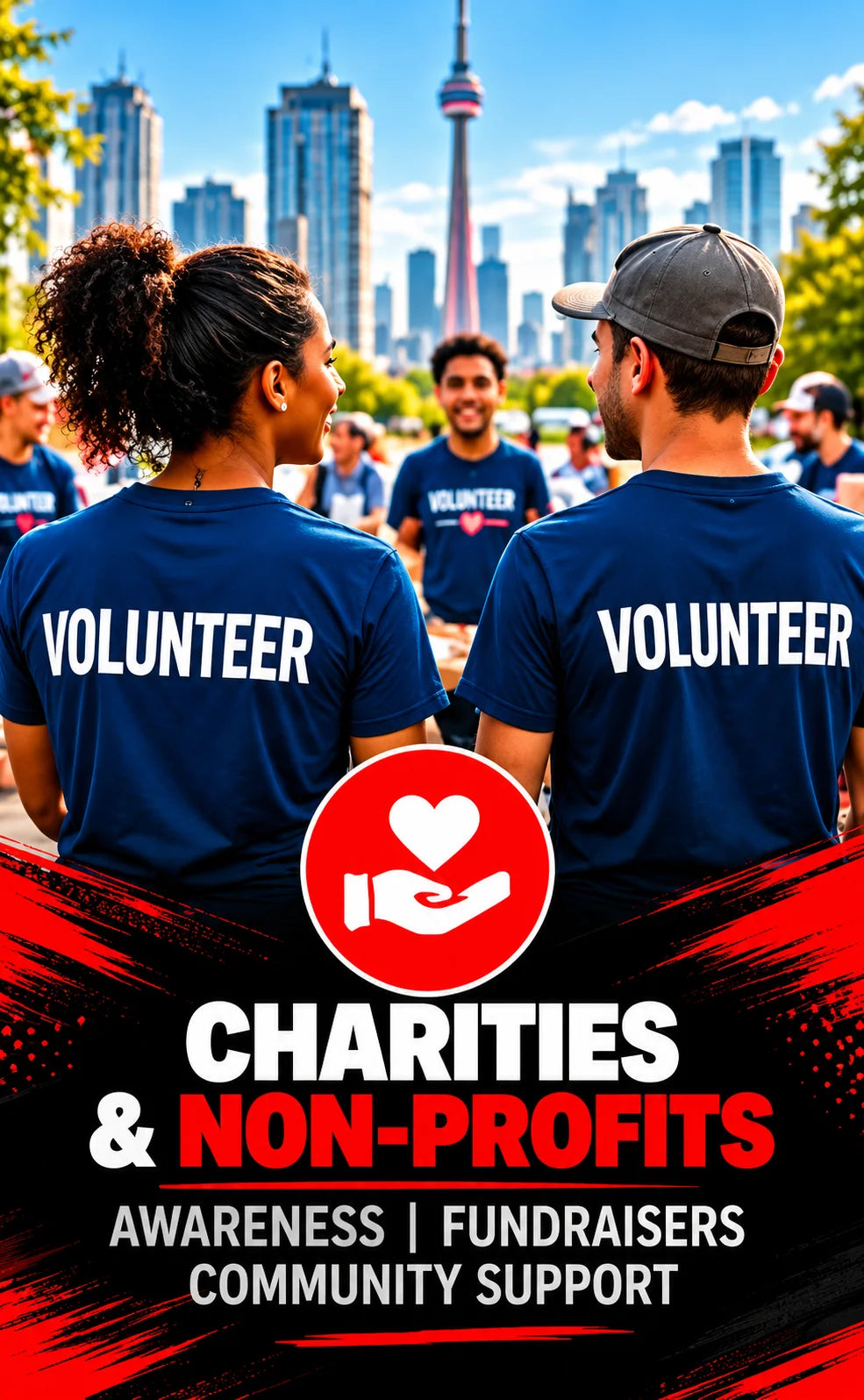 Volunteers in matching volunteer shirts