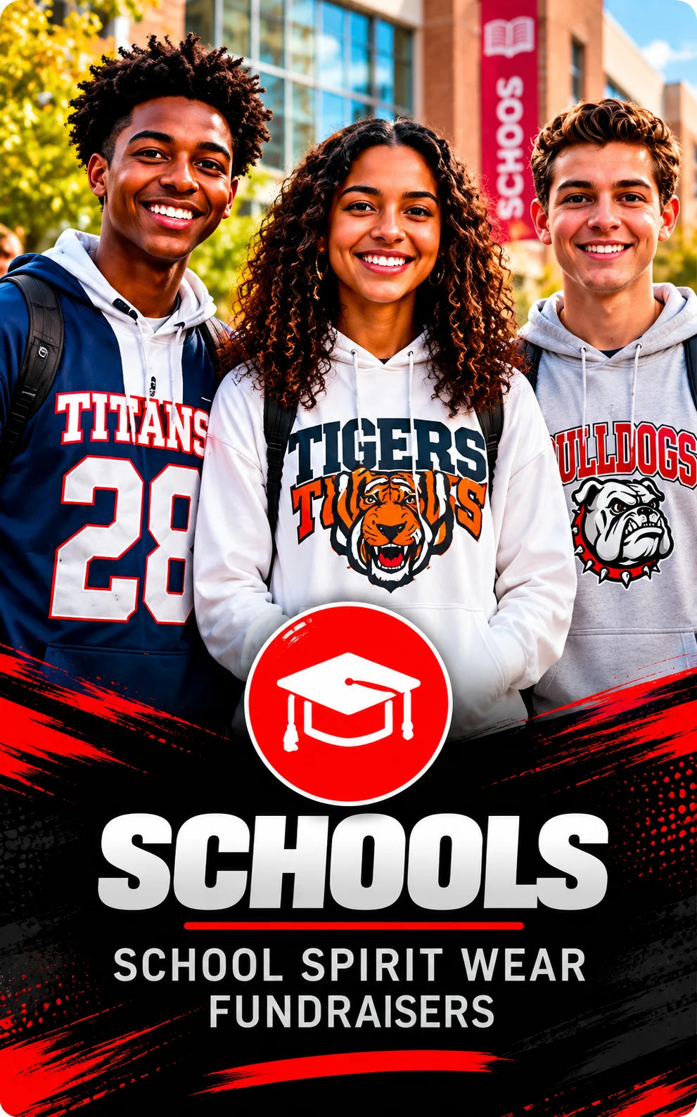 Students in school spirit shirts