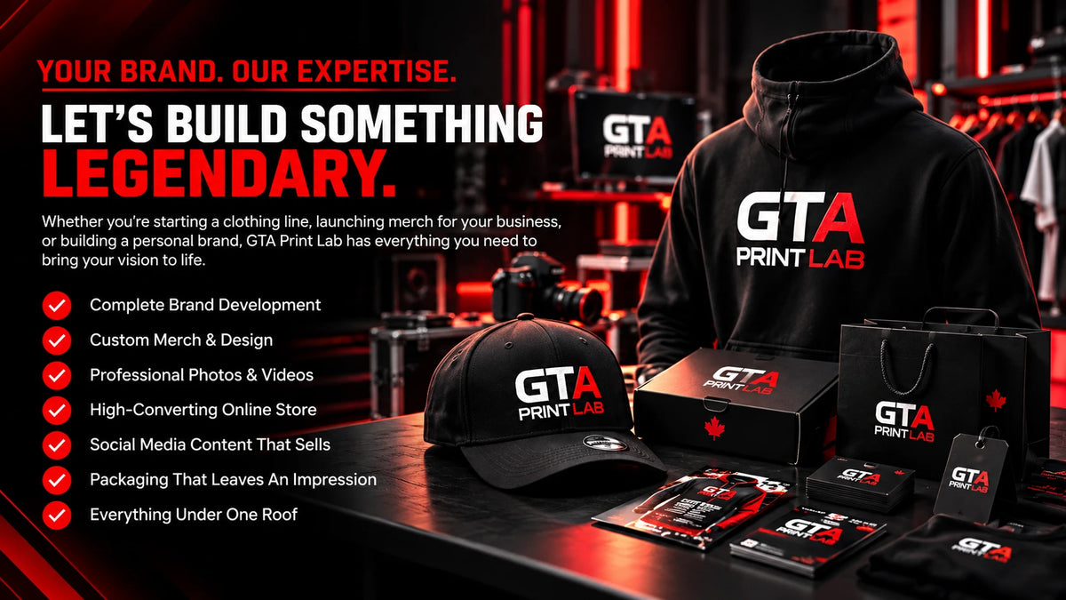 Your brand, our expertise. Let's build something legendary: complete brand development, custom merch and design, professional photos and videos, high-converting online store, social media content, packaging, everything under one roof.