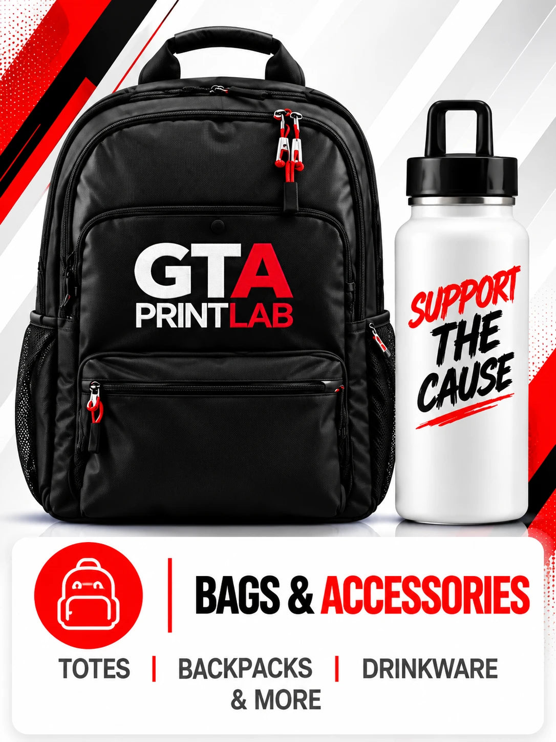 Bags and accessories: totes, backpacks, drinkware and more