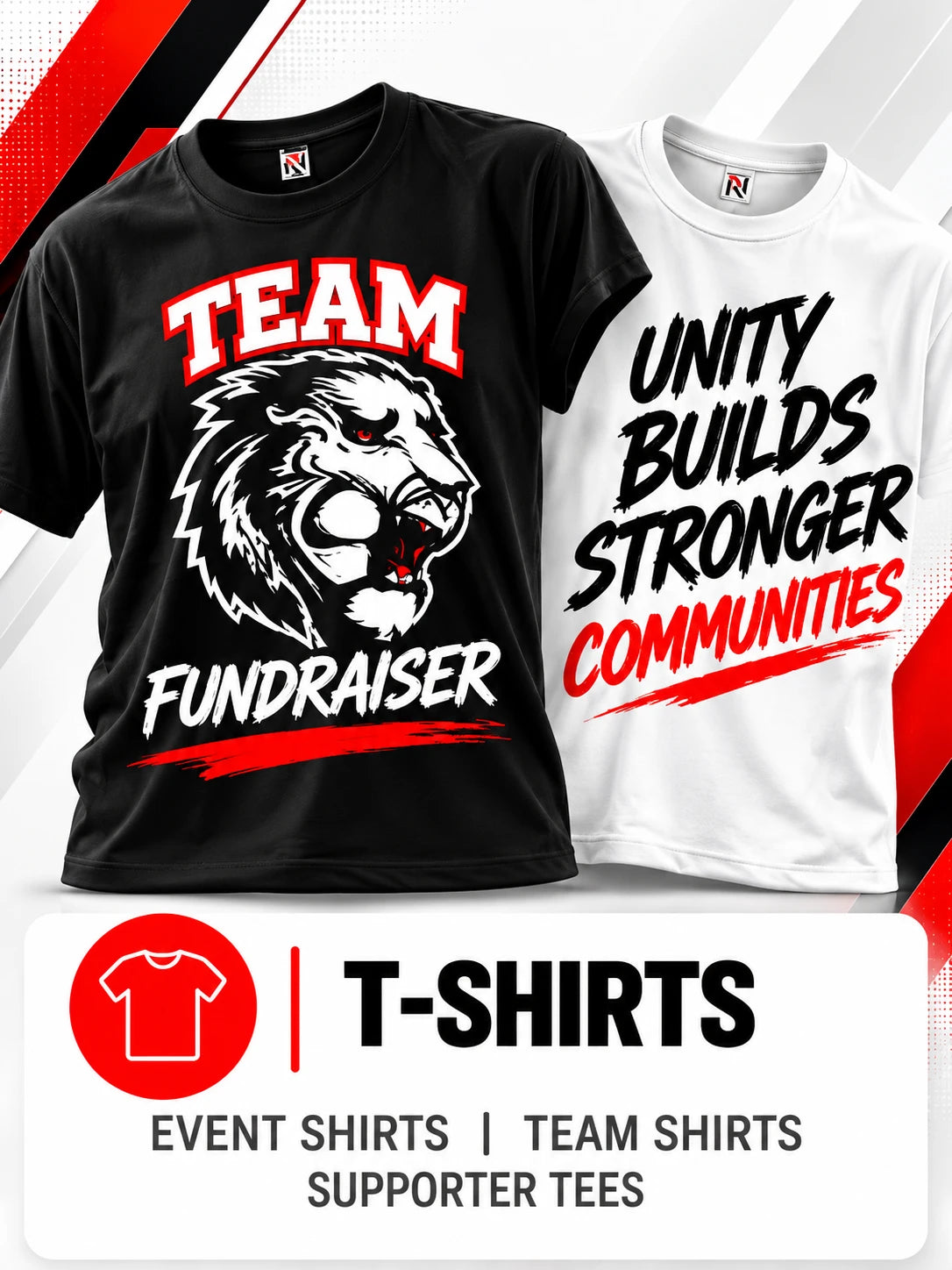 T-shirts: event shirts, team shirts, supporter tees