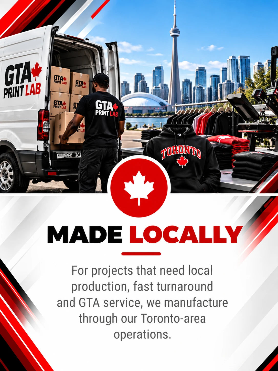 Made locally: for projects that need local production, fast turnaround and GTA service, we manufacture through our Toronto-area operations.