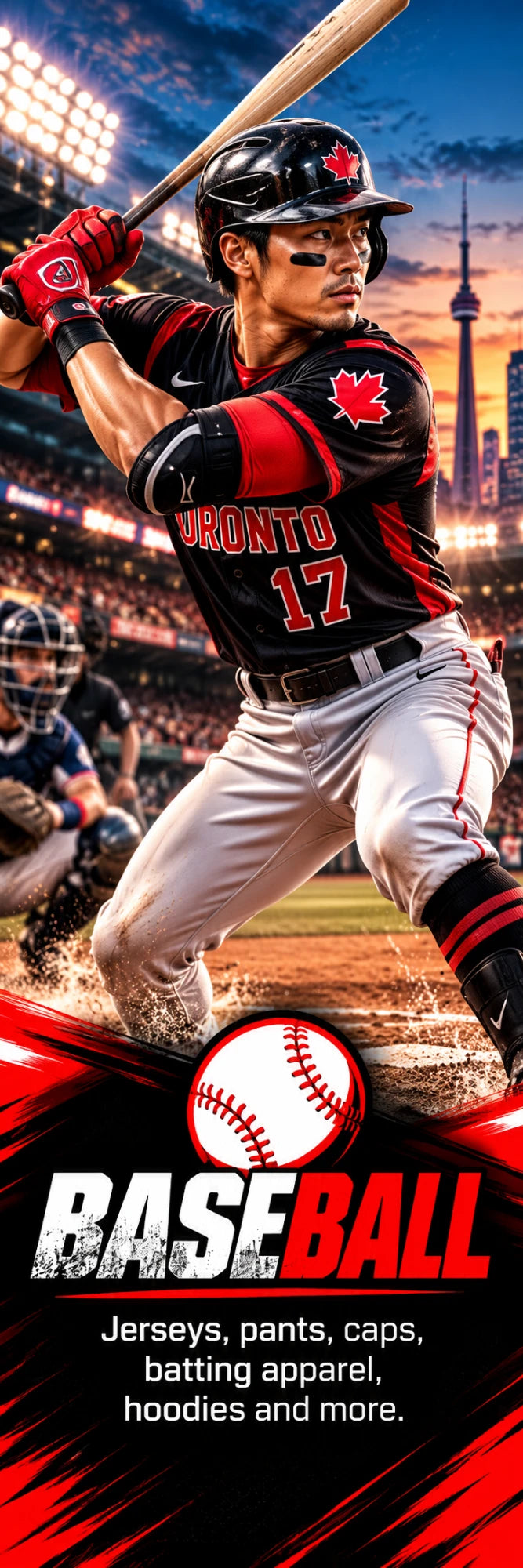 Baseball — Jerseys, pants, caps, batting apparel, hoodies and more.