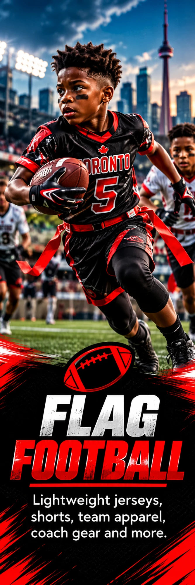 Flag Football — Lightweight jerseys, shorts, team apparel, coach gear and more.