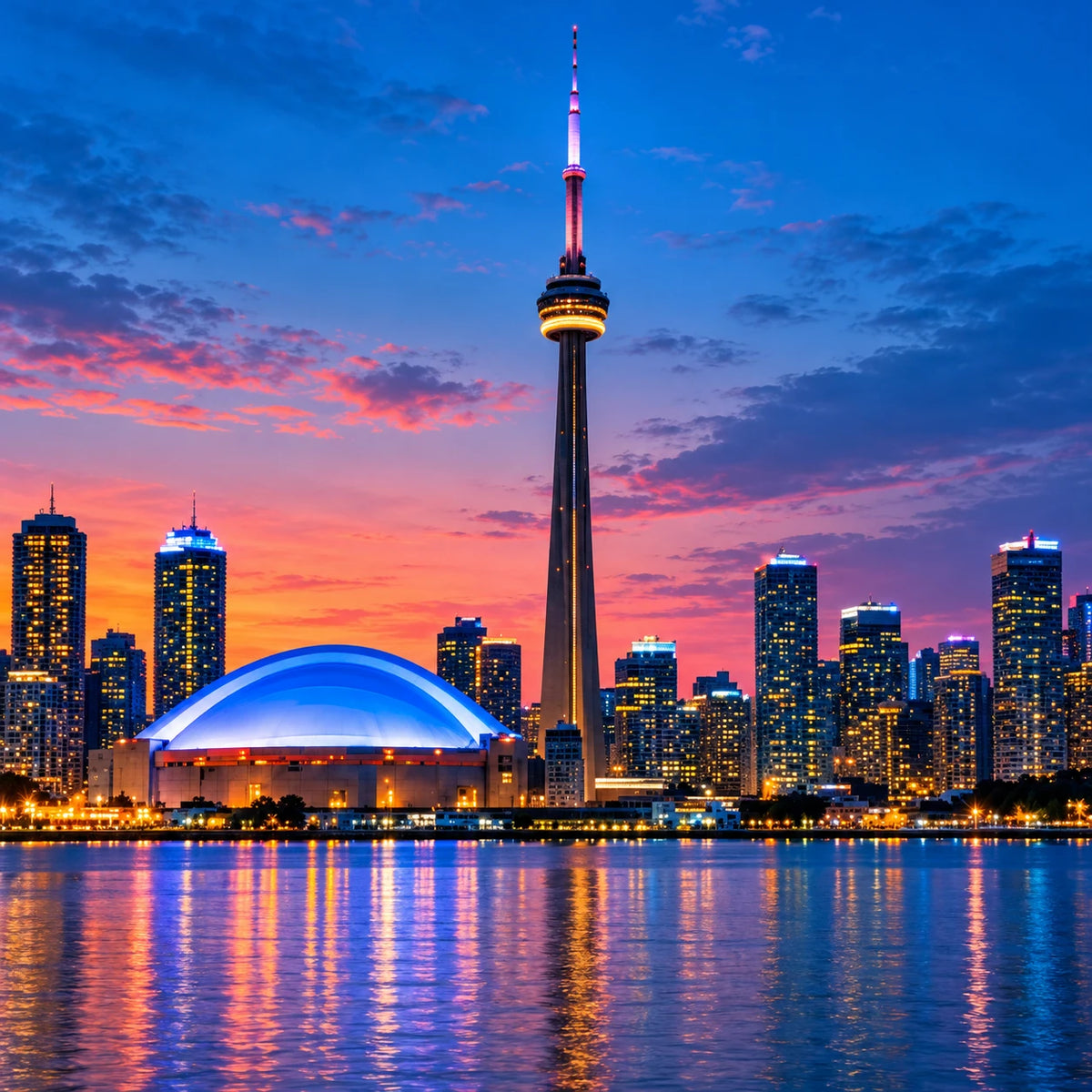 Toronto skyline at dusk