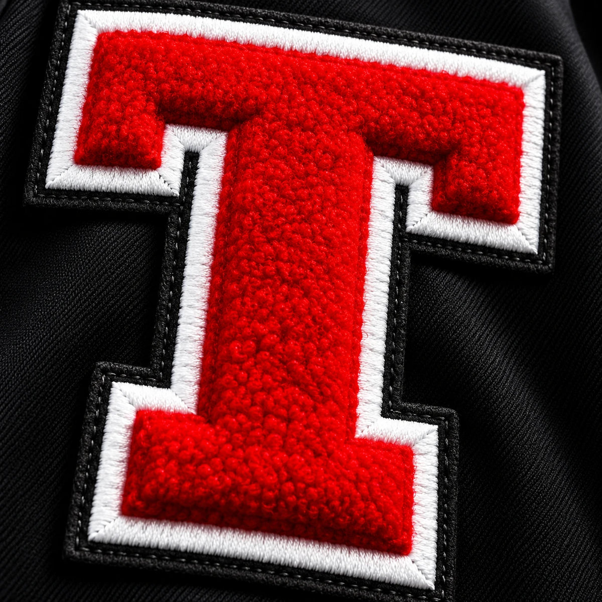 Chenille letter on wool