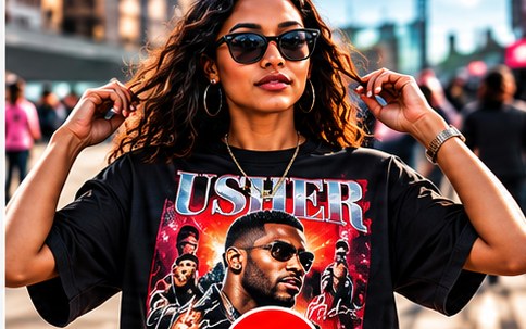 Fan wearing a custom concert tee in the street