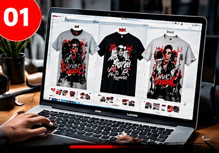 Customer choosing a design on a laptop
