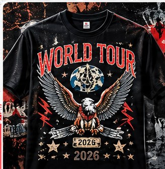 Vintage style world tour concert tee