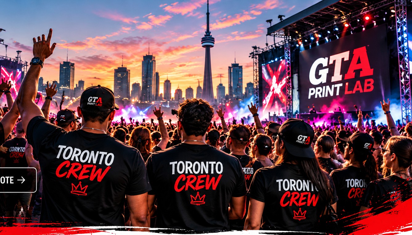 A crew in matching Toronto Crew shirts at an event