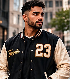 Men's varsity jacket with number 23